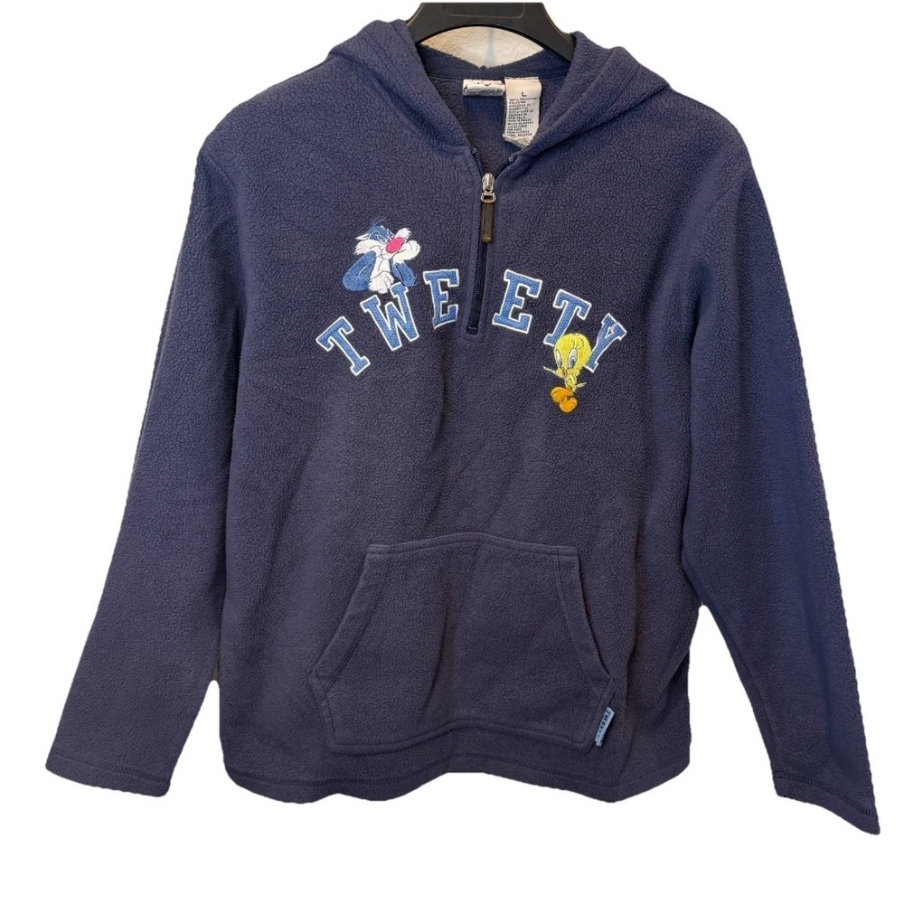 Looney Tunes Jacket Adult Large Fleece 1/4 Zip Hoodie Tweety Bird